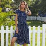 Summer Polka Dots Sleeveless Pleated Dresses For Women