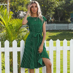 Summer Polka Dots Sleeveless Pleated Dresses For Women