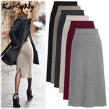 Winter Knit Pencil Skirt Women High Waist