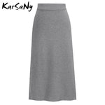 Winter Knit Pencil Skirt Women High Waist