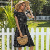 Summer Polka Dots Sleeveless Pleated Dresses For Women