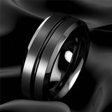 Black Groove Matte Stainless Ring