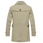 New Men Solid Color Trench Coat