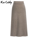 Winter Knit Pencil Skirt Women High Waist