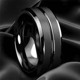 Black Groove Matte Stainless Ring