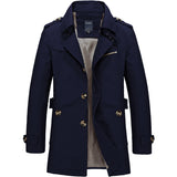 New Men Solid Color Trench Coat