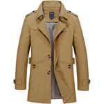 New Men Solid Color Trench Coat