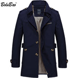 New Men Solid Color Trench Coat