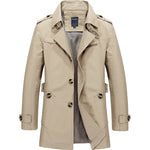 New Men Solid Color Trench Coat