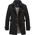 New Men Solid Color Trench Coat