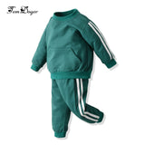 Boy Girls Clothes 2PCS Outfits Fleece Hooded Tops Pants