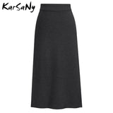 Winter Knit Pencil Skirt Women High Waist