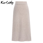 Winter Knit Pencil Skirt Women High Waist