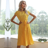 Summer Polka Dots Sleeveless Pleated Dresses For Women