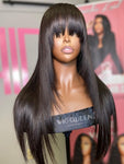 Straight Wig With Bangs Human Hair