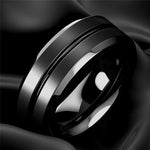 Black Groove Matte Stainless Ring