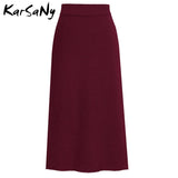 Winter Knit Pencil Skirt Women High Waist