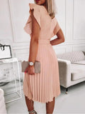 Office Lady Midi Pleated Dresses