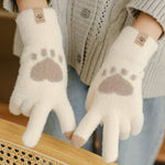 Adult Fashion Paw Print warm Gloves