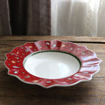 Red ; White Christmas Patterns Ceramic Plates