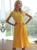 Summer Polka Dots Sleeveless Pleated Dresses For Women