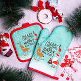 2pcs Christmas hot Oven Mitts