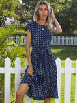 Summer Polka Dots Sleeveless Pleated Dresses For Women