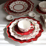 Red ; White Christmas Patterns Ceramic Plates