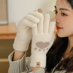 Adult Fashion Paw Print warm Gloves