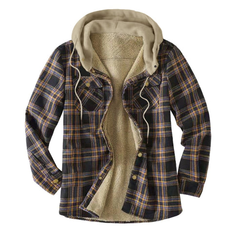 Men Fall Winter Thick Warm Hooded Flannel