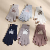 Adult Fashion Paw Print warm Gloves