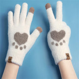 Adult Fashion Paw Print warm Gloves