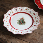 Red ; White Christmas Patterns Ceramic Plates