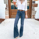 High Waist Full Length Slim Wide Leg Jeans