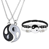 2/4Pcs Tai Chi Yin Yang Couple Bracelets Necklaces Seet