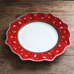 Red ; White Christmas Patterns Ceramic Plates