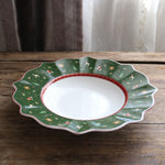 Red ; White Christmas Patterns Ceramic Plates