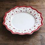 Red ; White Christmas Patterns Ceramic Plates