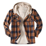 Men Fall Winter Thick Warm Hooded Flannel