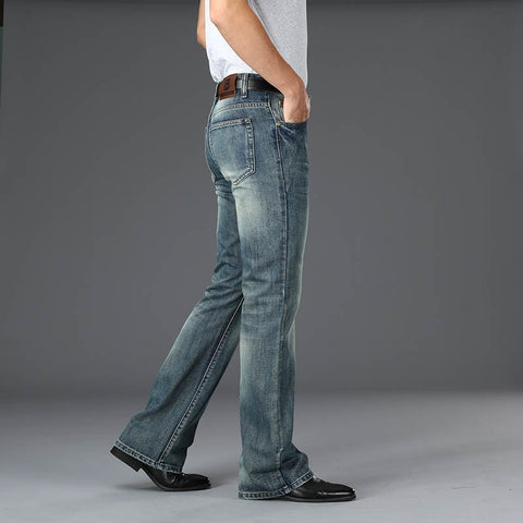 Mens New Flared Jeans High-Waist