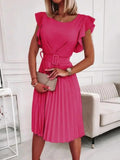 Office Lady Midi Pleated Dresses