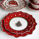 Red ; White Christmas Patterns Ceramic Plates