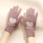 Adult Fashion Paw Print warm Gloves