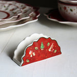 Red ; White Christmas Patterns Ceramic Plates