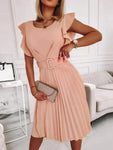 Office Lady Midi Pleated Dresses