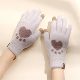 Adult Fashion Paw Print warm Gloves