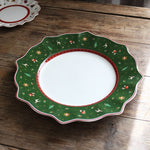 Red ; White Christmas Patterns Ceramic Plates