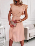 Office Lady Midi Pleated Dresses