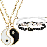 2/4Pcs Tai Chi Yin Yang Couple Bracelets Necklaces Seet