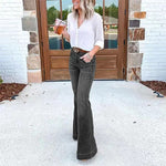 High Waist Full Length Slim Wide Leg Jeans